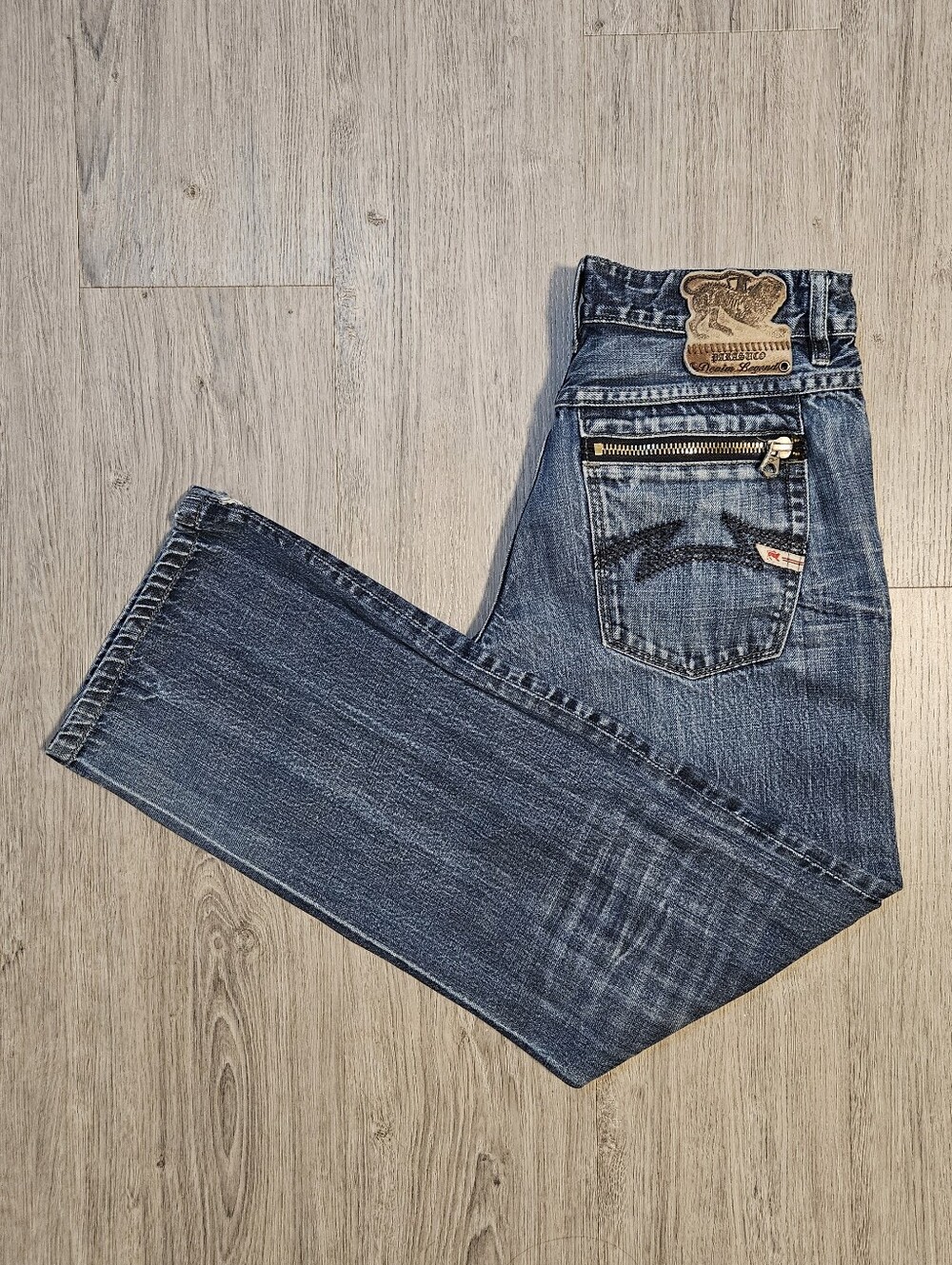 Parasuco Men's 32w Straight Blue Denim Jeans with Durable Zipper Pockets